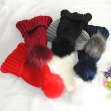 Новая мода унисекс, Однотонный женский шар из искусственного меха, шапка с помпонами, зимняя шапка бини, вязаная теплая шапка s LB