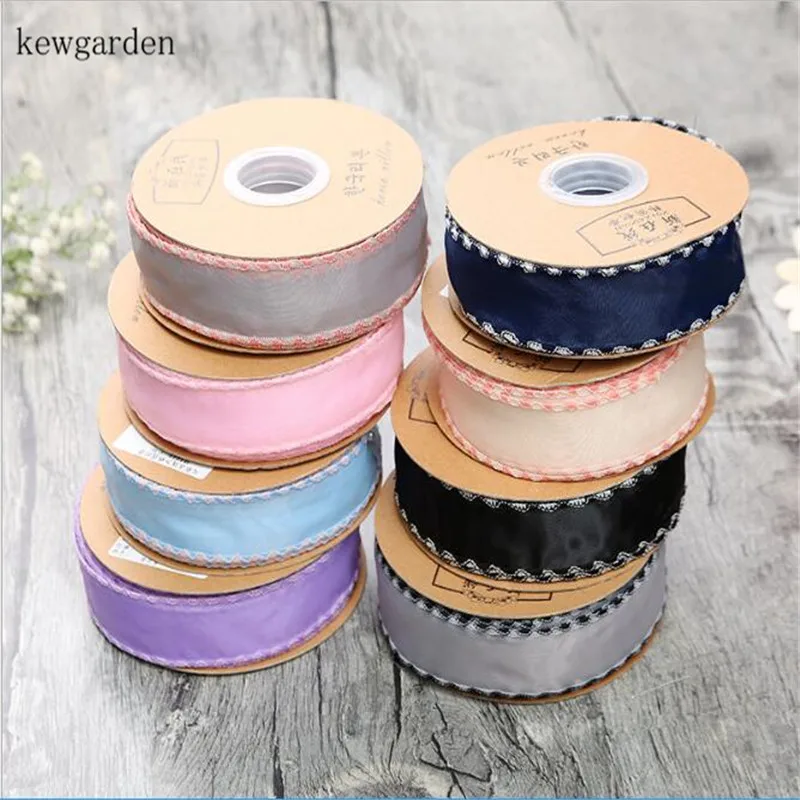 Kewgarden 15 мм 25 38 Цветные ленты из органзы DIY бант атласная лента вручную