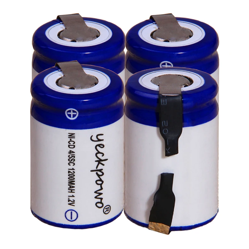 

yeckpowo 4 pieces 4/5SC battery 1,2v batteries nicd rechargeable for power tools 1200mAh for drill screwdriver real capacity