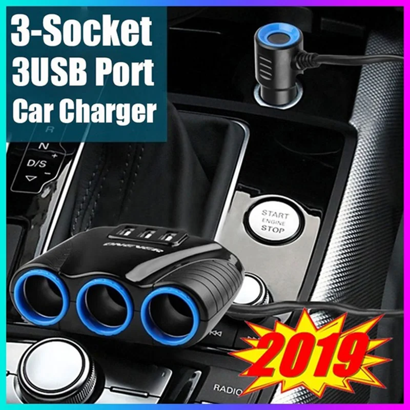 

3 USB Port 3 Way 3.1A Car Cigarette Lighter Socket Splitter Hub Power Adapter 12V-24V Car Charger Adapter Auto Interior Parts