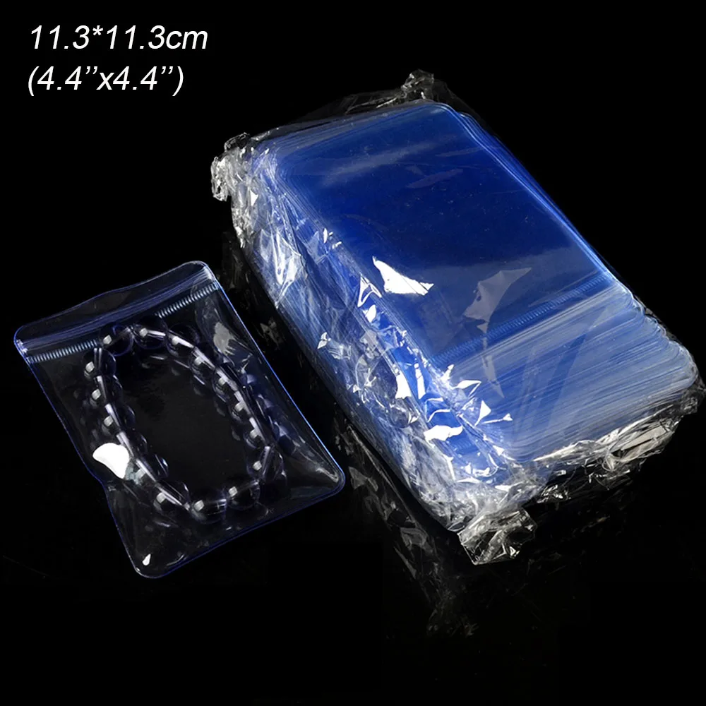 

11.3x11.3cm Clear PVC Jewelry Packing Bags Reusable Transparent Zipper Zip Lock Plastic Bag for Necklace Pendant Bag 100Pcs