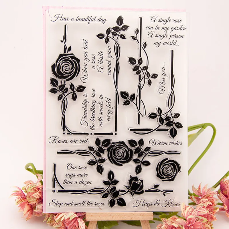 

Rose branches Transparent Clear Stamp DIY Silicone Seals Scrapbooking/Card Making/Photo Album Decoration Supplies T-0225