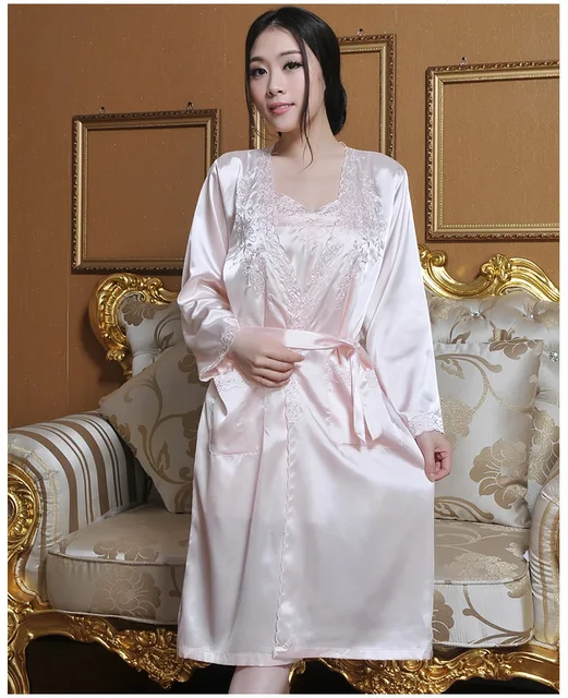 long sleeve satin nightgown