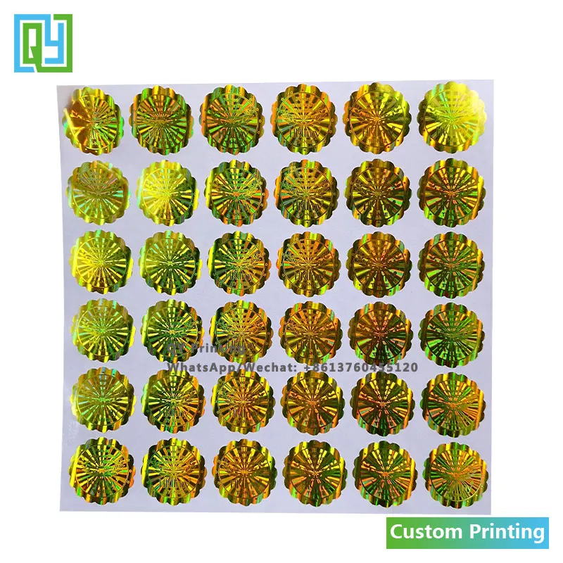 10000pcs 25x25mm 무료 배송 사용자 정의 인쇄 3D 황금 호 일 홀로그램 스티커 사용자 지정 숨겨진 된 텍스트 QR 코드 보안 인감 레이블