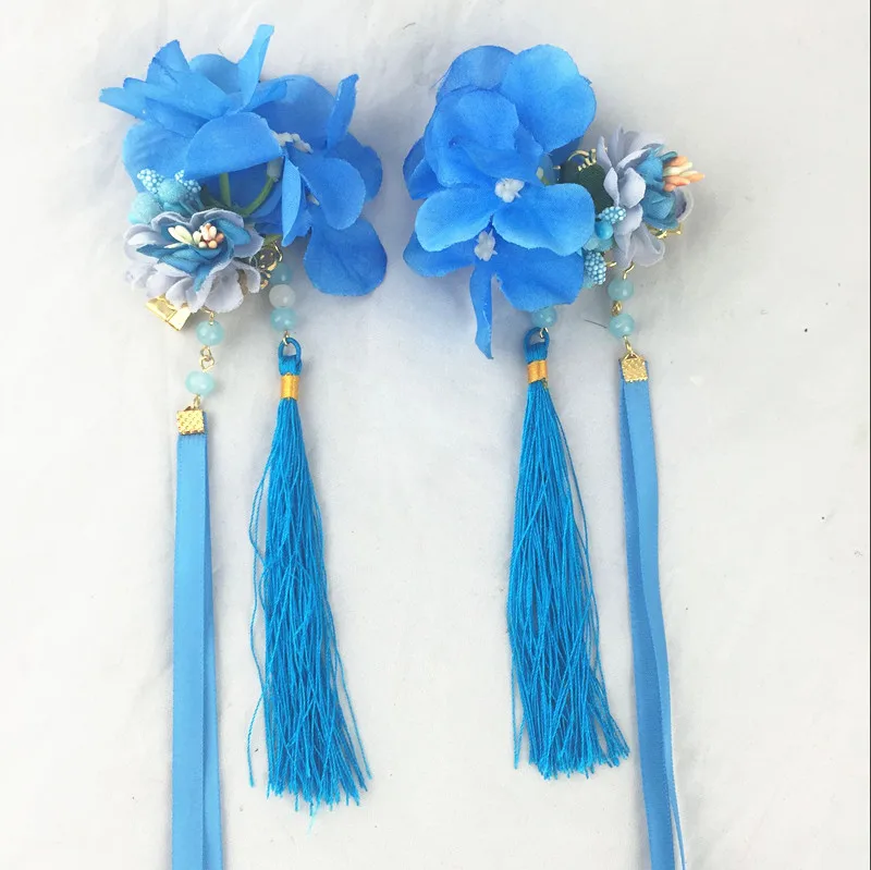 Древние китайские аксессуары для волос Декор Аксессуары для волос продуктов древних волос цветок - Цвет: lake blue