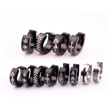 1 Pair Free Shipping Punk Style Cool Cross Hoop Earring Cartilage Helix Piercing Earrings Skull Unisex Ear Piercing Earring