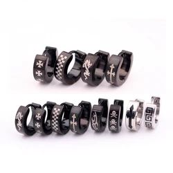 1 Pair Free Shipping Punk Style Cool Cross Hoop Earring Cartilage Helix Piercing Earrings Skull Unisex Ear Piercing Earring