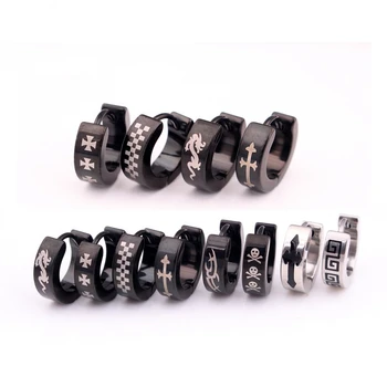 

1 Pair Free Shipping Punk Style Cool Cross Hoop Earring Cartilage Helix Piercing Earrings Skull Unisex Ear Piercing Earring