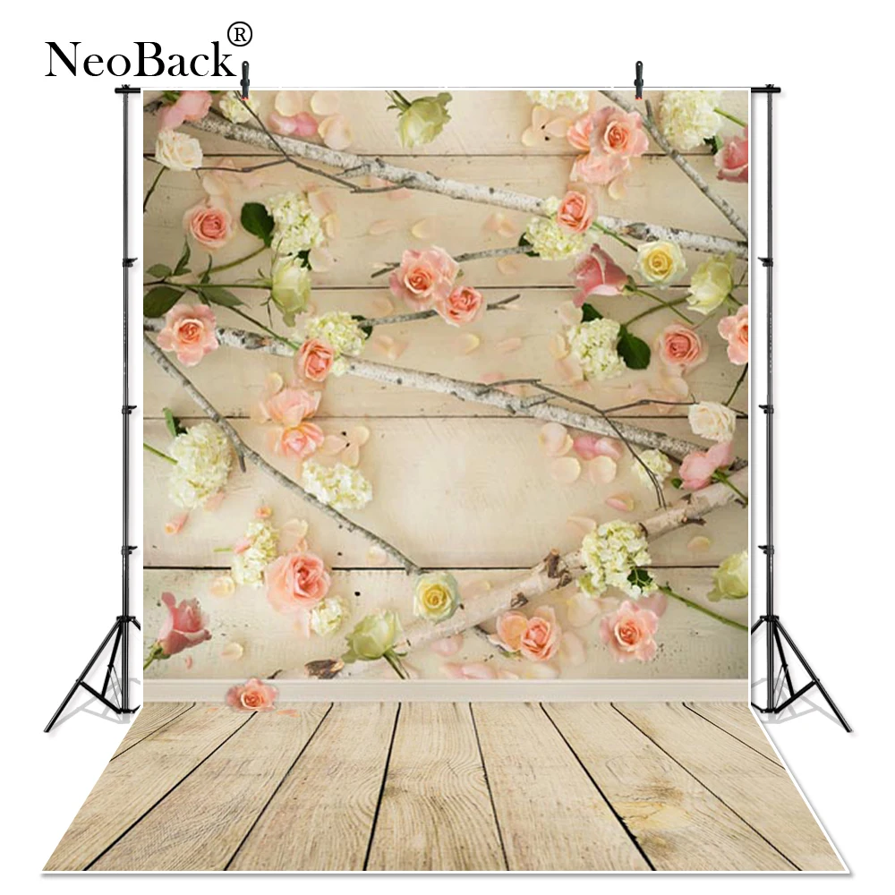 

NeoBack Thin vinyl Children Photography Backgrounds Digital Printing Newborn Baby Senior Wooden Floral Studio Backdrops P1333