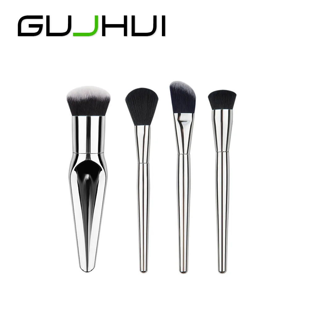 4PCS Make Up Foundation Eyebrow Eyeliner Blush Cosmetic Concealer Brushes Silver makeup brush set combination micro brushH30322 | Красота и