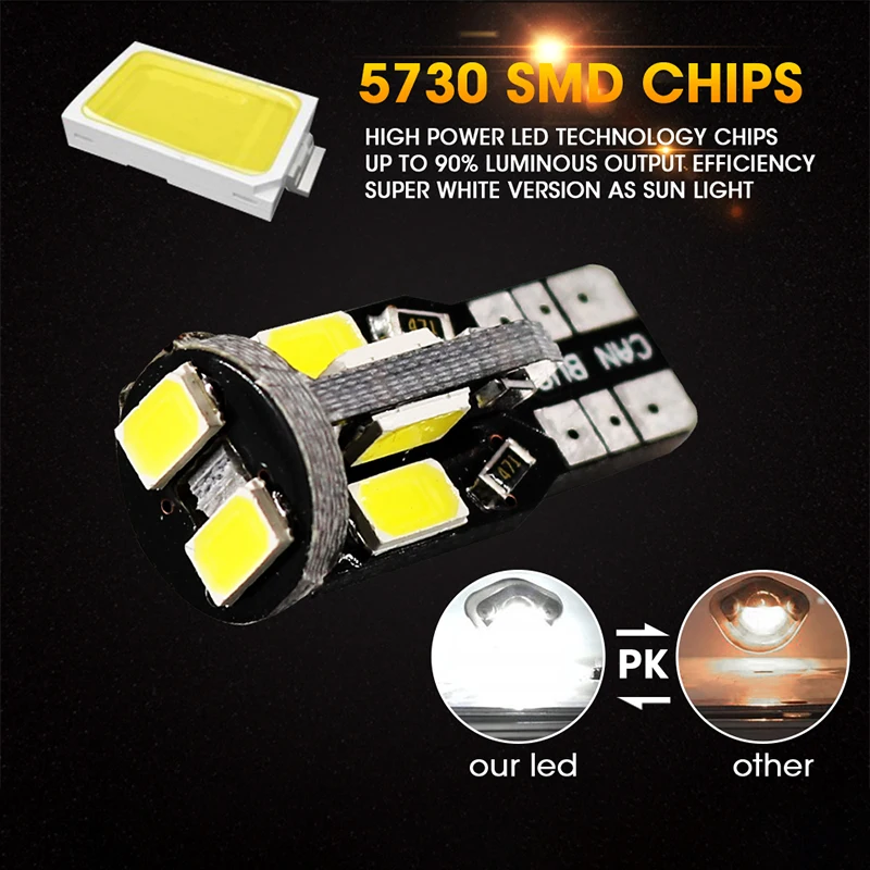 HLXG 20x T10 921 912 W16W Поворотная сигнальная лампа парковочная SMD DC лампа заднего тормоза 5730 светодиодный светильник для салона автомобиля T10 лампы заднего хода