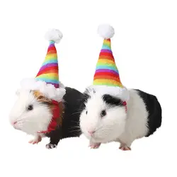 Мелких домашних животных шляпа хлопковая Радуга Шляпа головной убор милые шапки мыши хомяк белка шапка для Рождество Хэллоуин фестивалей