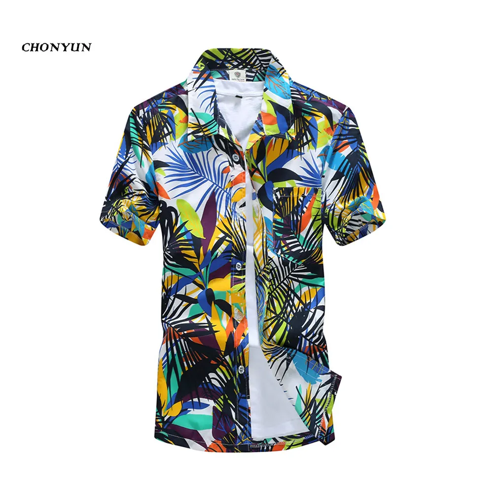 Мужская гавайская рубашка мужская повседневная Camisa Masculina пляжные рубашки с