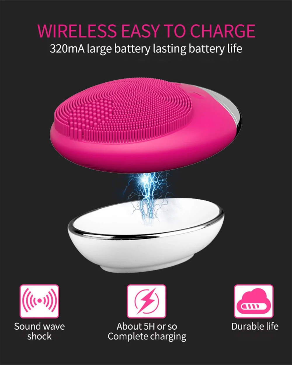 

Electric Face Cleanser Remove USB Base Charge Deep Cleaning Face Make-up Residue Dry And Wet Face Cleaning Brush Facial Care