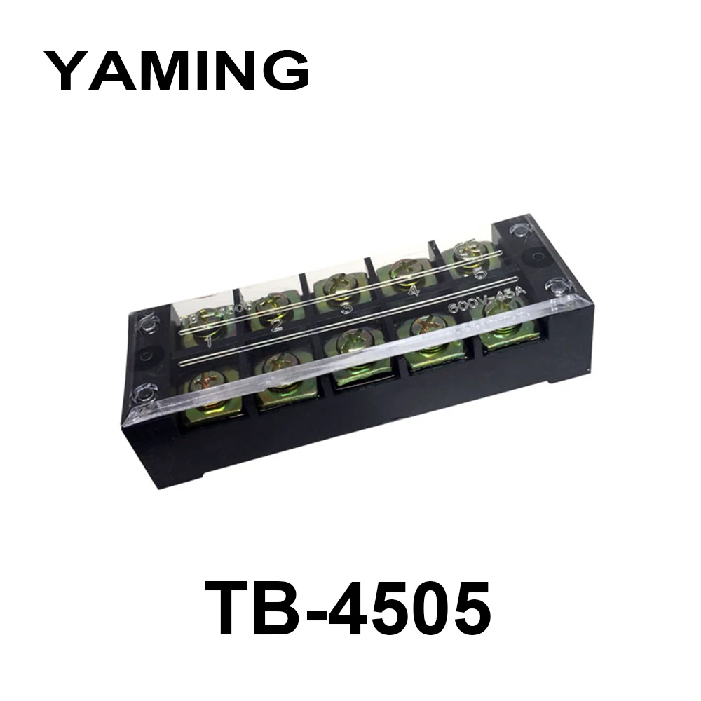 

10pcs/lot Connection Terminal Block with 10 screws Plate TB-4505 45A 600V 5 Position TB Series Fixed Type