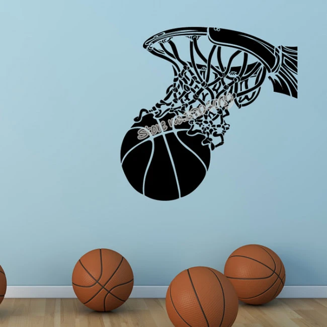 Us 5 5 31 Off Basketball Hoop American Sports Wall Sticker Design Sofa Background Decor Art Living Room Boys Bedroom Sports Room Mural Eb210 In Wall