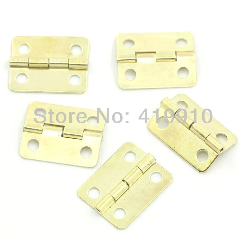 

Free Shipping-50pcs Gold Plated Hardware 4 Holes DIY Box Butt Door Hinges (Not Including Screws) 19x16mm J1238