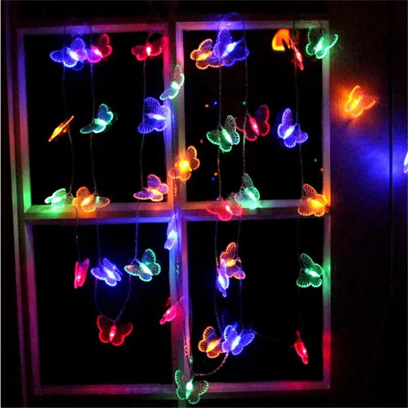 50LED бабочка ночник Энергосбережение Прекрасный Цвет RGB Романтический стены свет ночника лампы украшения для Спальня ЕС Plug