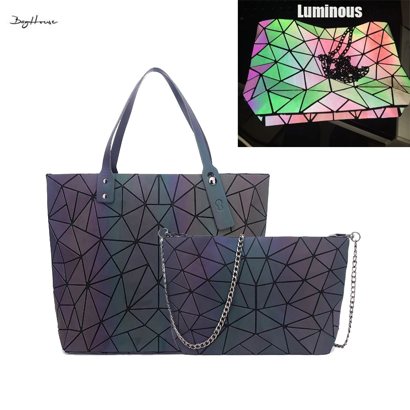 Famous designers ladies hologram Luminous font b Handbags b font font b Set b font 2017