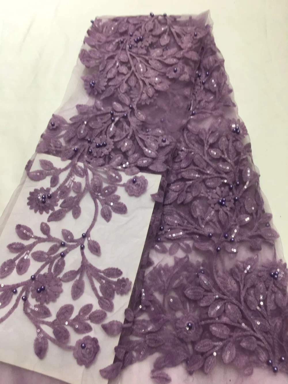 Latest Sequins And Bea Nigerian Lace Fabric High Quality Tulle
