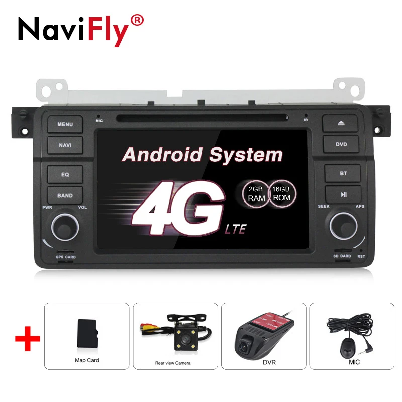 NaviFly 4G LTE Android8.1 четырехъядерный автомобильный Радио DVD gps навигация стерео для BMW E46 3 серии M3 1998-2006 ram 2 Гб HD 1024*600 - Цвет: SD DVR and camera