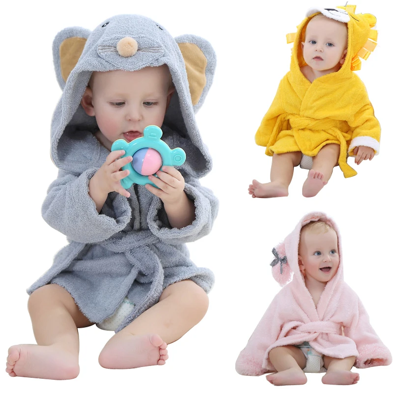 Cotton Newborn Baby Towels Kids Cartoon Animal Hooded Breathable Bath