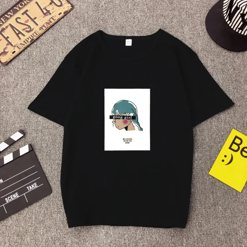 

ZOGAA 2019 Hong Kong style short-sleeved Tee couple summer print camiseta mujer loose large size half-sleeved tee shirt femme