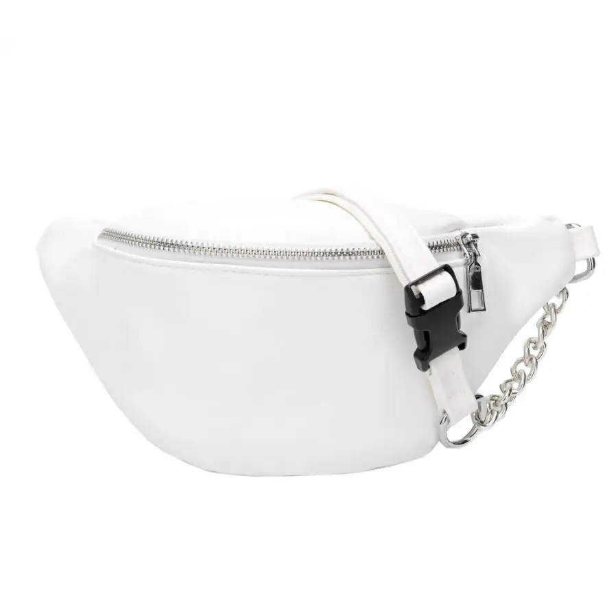 

White Women Waist Bag Belt Bag Fanny Pack For Women Shouler Bag Money Belt Chain Chest Waist Pouch Purses Female Travel #442
