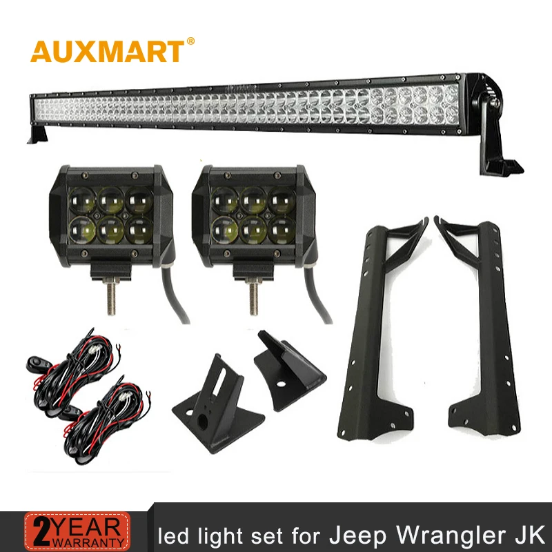 

Auxmart 52'' 300W Combo Beam LED Light Bar +2x 30W Spot Cree chips Work Lights + Mounting Bracket for Jeep Wrangler JK 2007-2015
