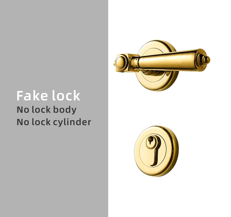 Dooroom Brass Door Lever Light Luxury European American Modern Gold Solid Wood Interior Door Lock Bedroom Split Handle Knob - Цвет: Fake lock-PVD