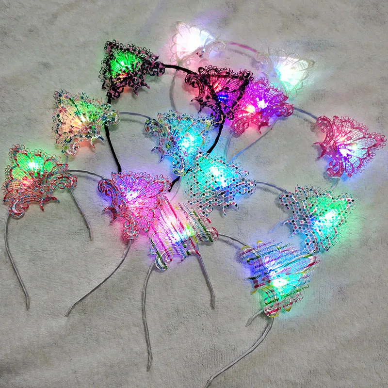 

Women Girls LED Light Flash Lace Cat Animal Ears Headband Blinking Glow Hairband Hair Accessory Rave Glow Party Supplies
