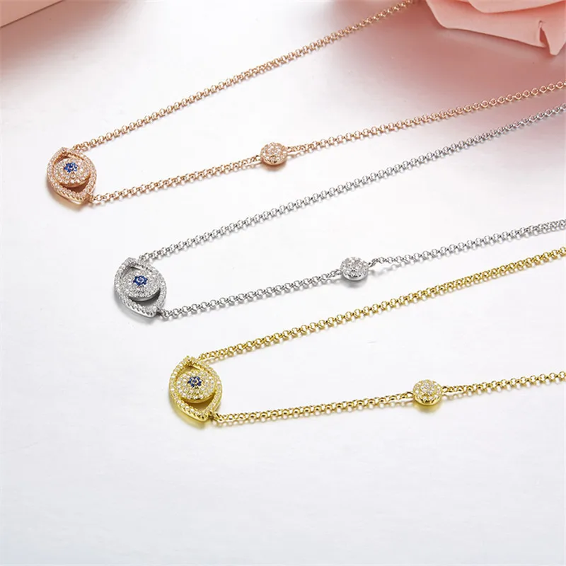 

Fits Necklace Monaco Jewelry with Women's Jewelry Party Gift Charm 925 Sterling Silver Inlaid Eye Necklace Elegant