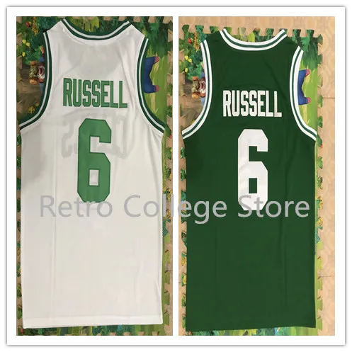 

6 Bill Russell Retro throwback stitched embroidery basketball jerseys Customize any number and name green white jerseys XXS-6XL