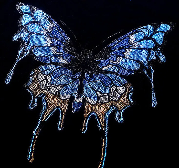 Big colorful butterfly hot fix rhinestone motif designs iron on crystal transfers design applique patches strass iron