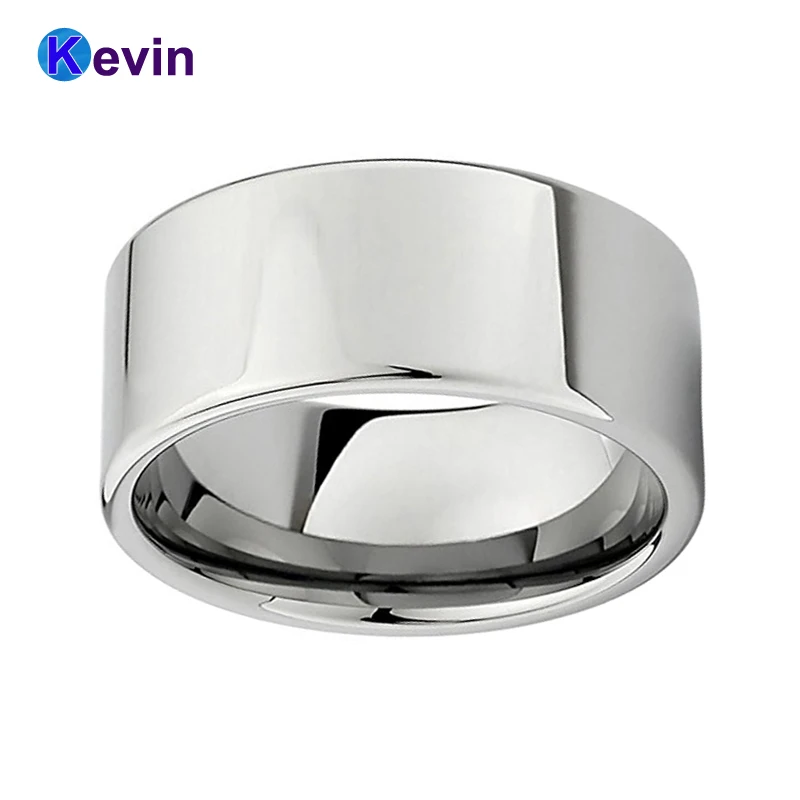 Мужское серебряное кольцо из карбида вольфрама для мужчин плоская полоса 10 мм