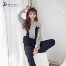 JRMISSLI, женские пижамные комплекты с героями мультфильмов, хлопковые пижамы с героями мультфильмов, пижама с длинными штанами, одежда для сна, пижама, домашняя одежда размера плюс