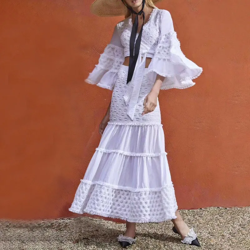 

2019 New arrive Vintage holiday Top and skirt