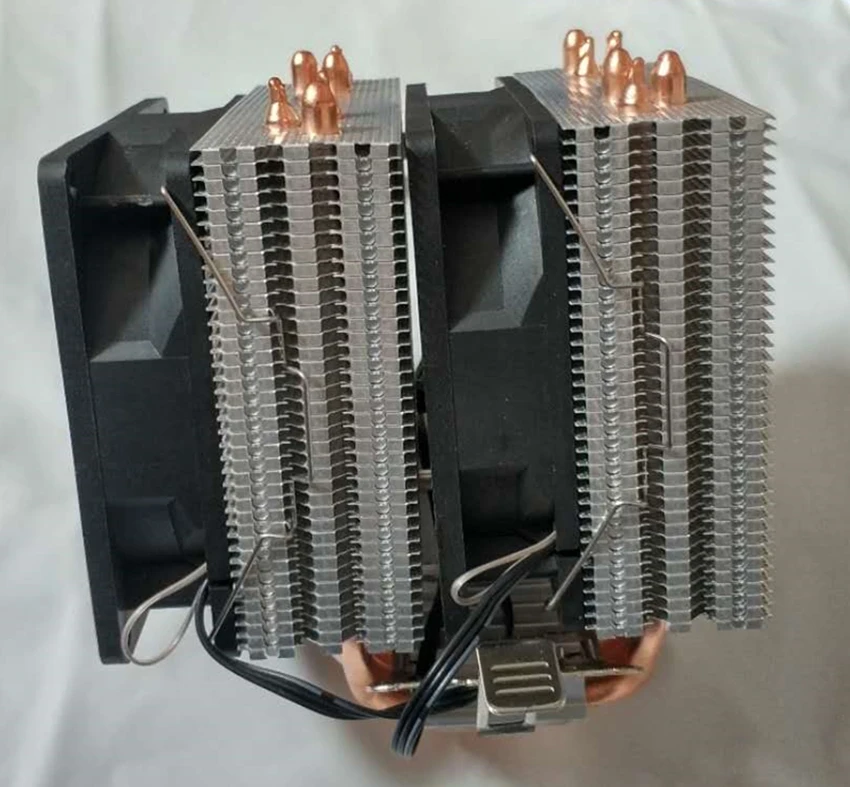 4 6 heatpipe وحدة المعالجة المركزية برودة إنتل 775/1150/1151/1155/1156/1366 2011 AMD 4pin ثنائي برج التبريد 9 سنتيمتر مروحة مصباح ليد