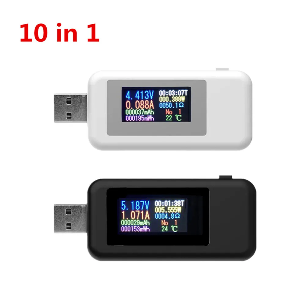 

10 IN 1 USB Detector Voltmeter Ammeter USB Tester Voltage Current Tester Power Capacity Tester Indicator Voltage Current Meter