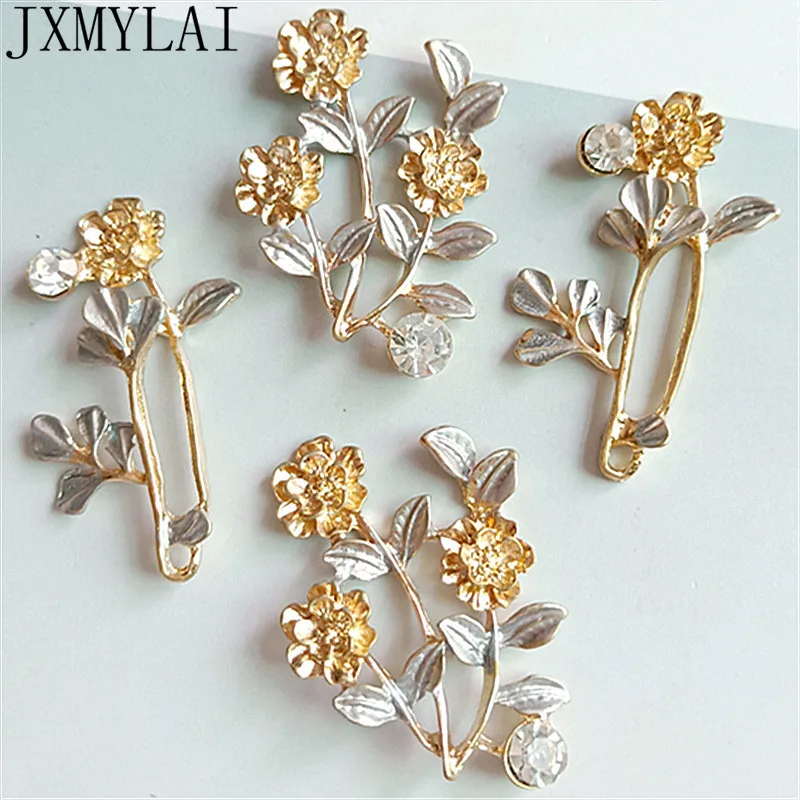 

10 PCS Fashion Metal Alloy KC Gold Drops Of Glaze Flowers Branch Connectors Charm For Jewelry Making