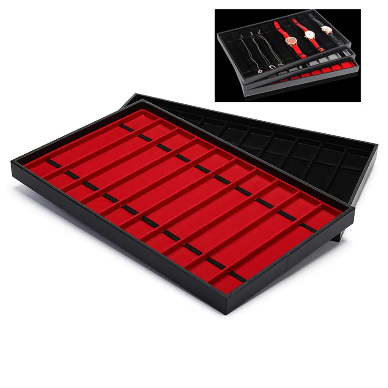 10/20 Grids Leather Watch Case with Zipper Velvet Wristwatch Display