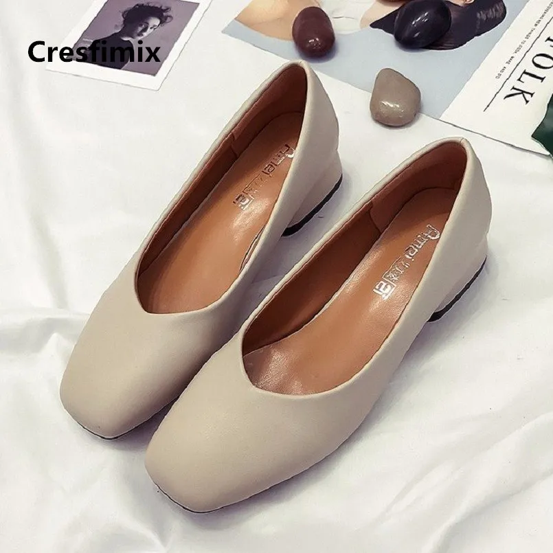 

Cresfimix sapatos femininas woman casual street spring & summer slip on shoes lady cool casual black pu leather shoes c2286