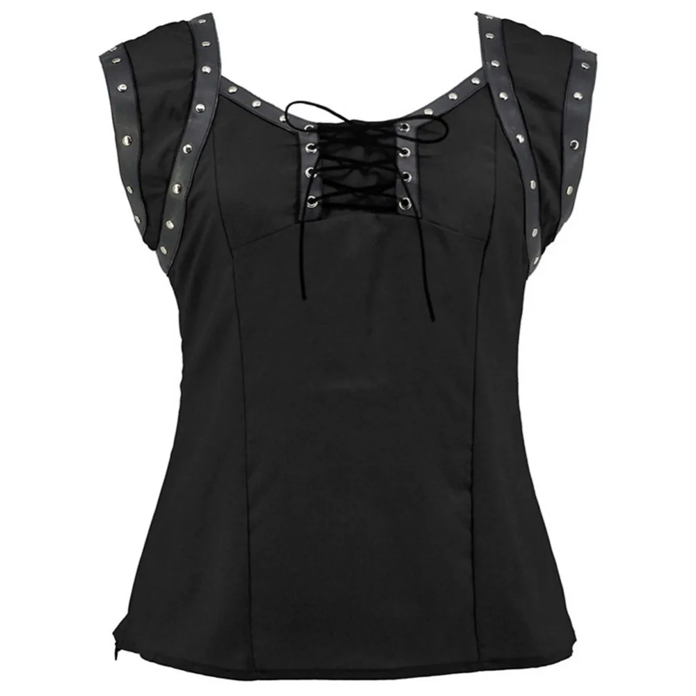 

Medieval Costume Vest Women Sleeveless Punk Rock Gothic Lace Up Blouse Top Cosplay Carnival Party Costume Performance Clothing