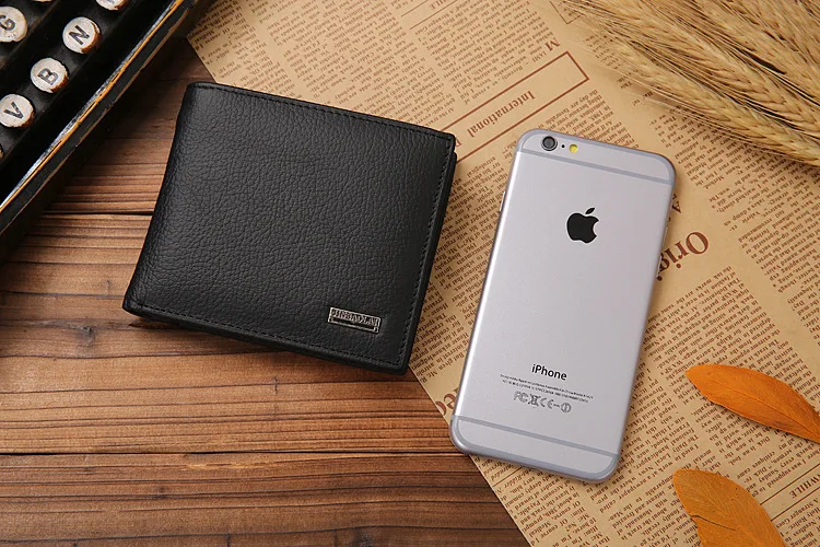 Genuine Leather Mens Wallet Premium Product Real Cowhide Wallets For Man Short Black Walet Portefeuille Homme Short Purses 62