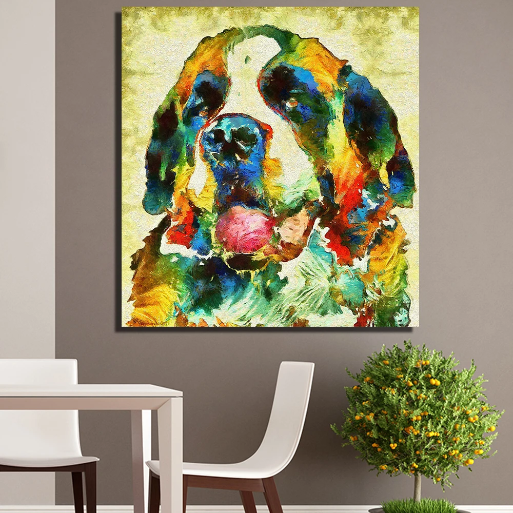 Aliexpress.com : Buy wall decor large New sale Paintings colorful saint bernard dog Home ...