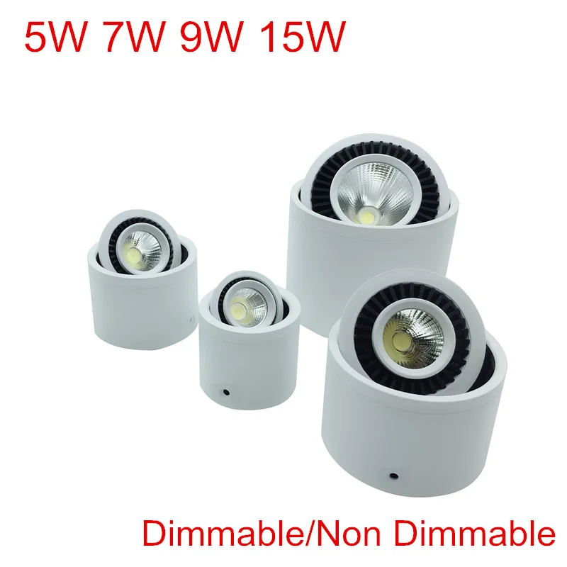 

COB LED Downlights 5W 7W 9W 15W Surface Mounted LED Ceiling Lamps Spot Light 360 Degree Rotation LED Downlights Dimmable