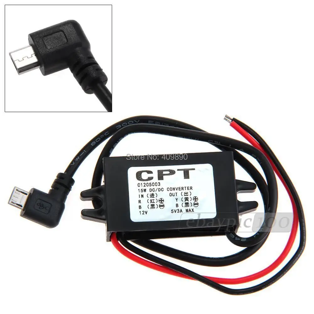 

50PCS/LOT DC-DC Converter 12V to 5V 3A Step Down Power Supply Module Micro USB Waterproof