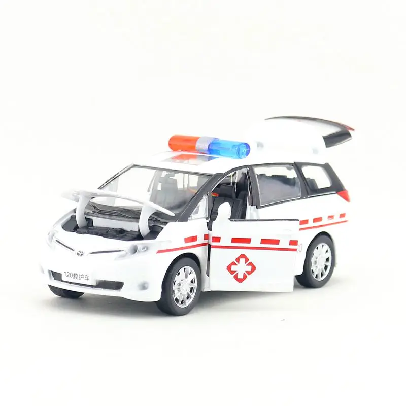 /Литье под давлением модель игрушки/1:32 Масштаб/Toyota Previa автомобиль скорой помощи внедорожник/оттяните назад/звук и свет/Набор для обучения/подарок