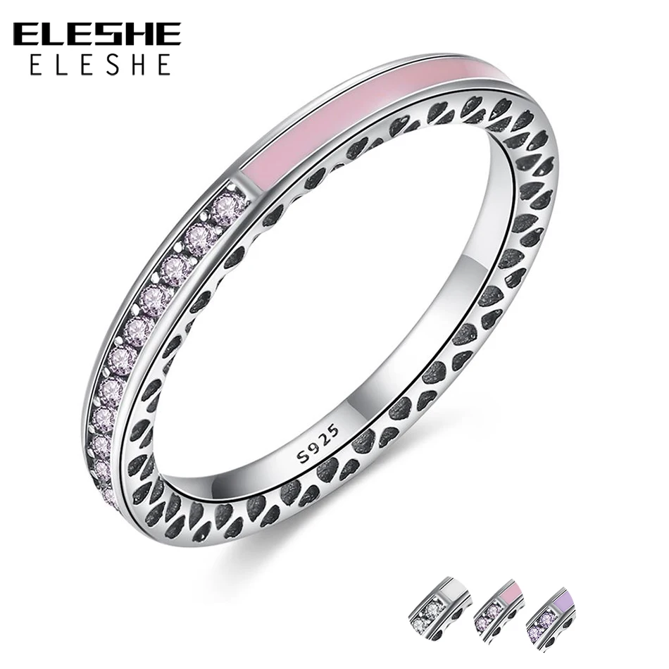 ELESHE Original 100% 925 Sterling Silver Finger Rings Authentic Luxury Jewelry Full CZ Silver Rings For Women Wedding Jewelry