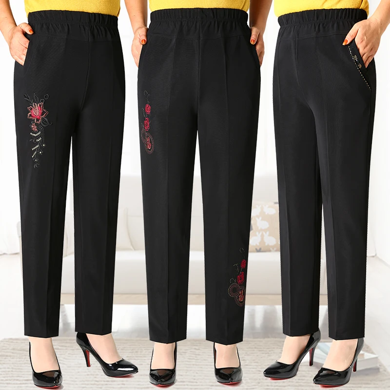 

new fashion women long pants mother High Waist clothing winter trousers add wool plus size legging Elastic Waist Pants M-5XL